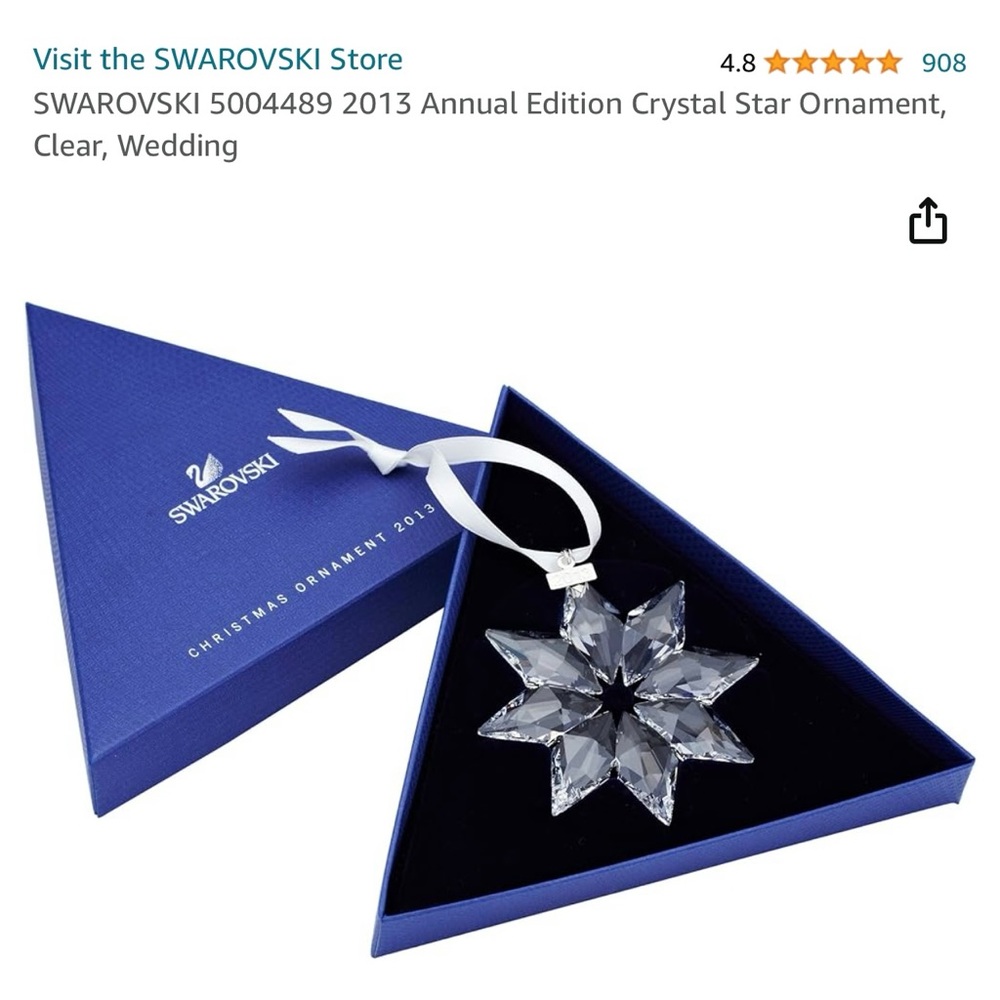 SWAROVSKI item #5004489 2013 Annual Edition Crystal Star Ornament, Clear.